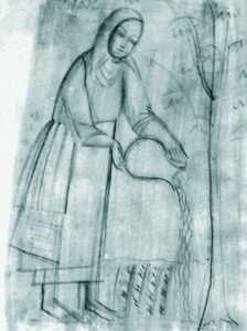 Жінка підливає дерево