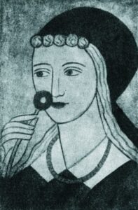 Жінка з квіткою. Фрагмент фрески. Фоторепродукція