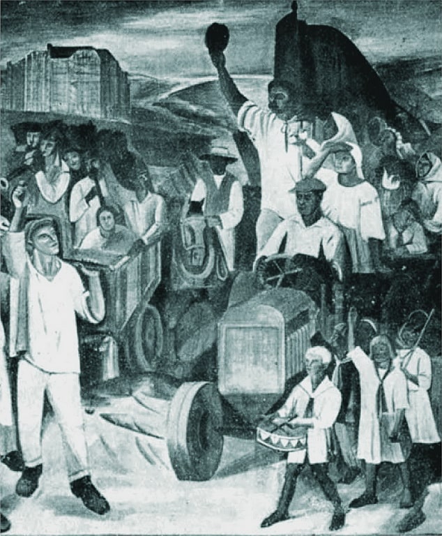 Свято врожаю. Розписи вестибюлю другого поверху Селянського санаторію ім ВУЦВК на Хаджибеївському лимані в Одесі. Фоторепродукція