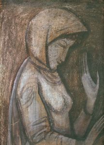 Голова дівчини (в хустині з примруженими очима). Фоторепродукція