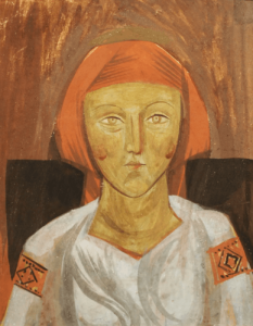 Дівчина в червоній хустині