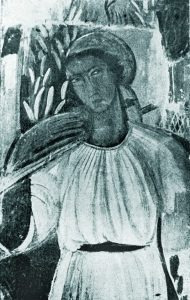 Жінка з сніпком. Селянський санаторій ім ВУЦВК на Хаджибеївському лимані в Одесі. Фрагмент фрески. Фоторепродукція