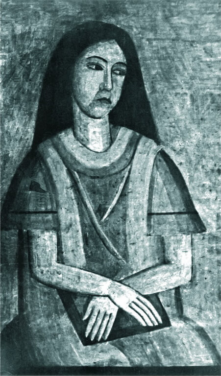 Сидяча дівчина. Фоторепродукція