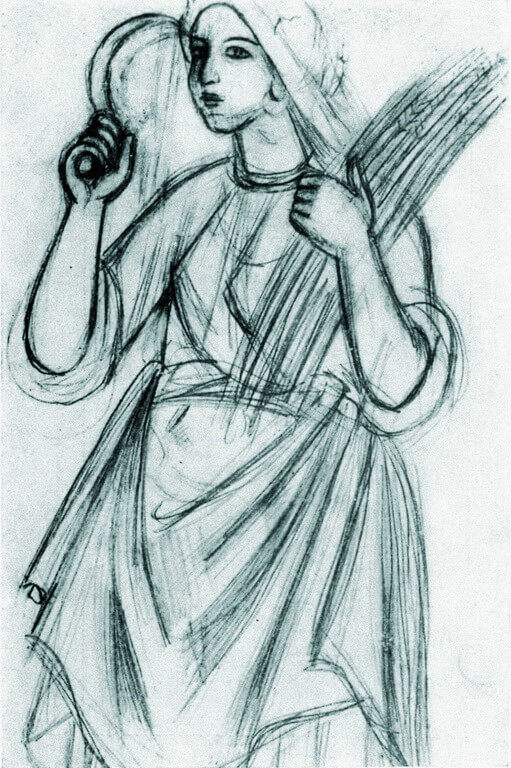 Селянка з серпом. Підготовчий малюнок до розпису Селянського санатарію ім. ВУЦВК на Хаджибеївському лимані в Одесі