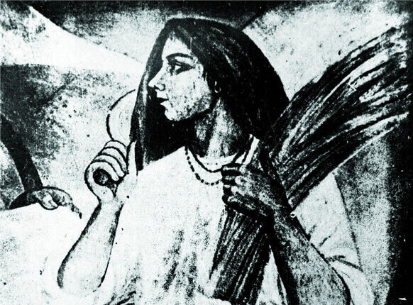 Жінка з серпом. Фрагмент фрески «Селянська родина»