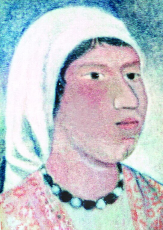 Голова жінки з коралями