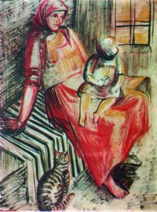 Селянка з дівчинкою (У хаті)