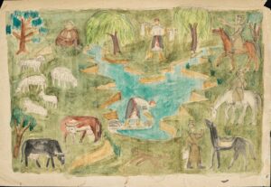 Побутова сцена. Ескіз