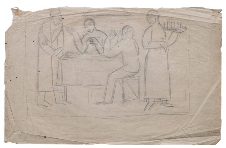 В кафе. Художники. Ескіз