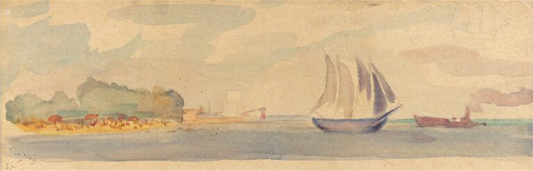 Дніпровський пейзаж з вітрильником. Із серії “Дніпро індустріальний”