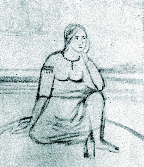 Дівчина на пагорбі. Ескіз до фрески